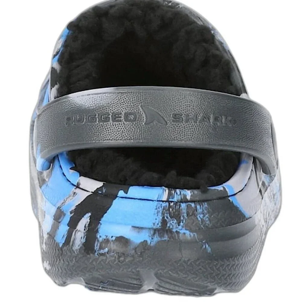 Rugged Shark TODDLER BOYS FAUX SHERPA LINED Clogs SIZE 12 Black Blue Sandals NEW